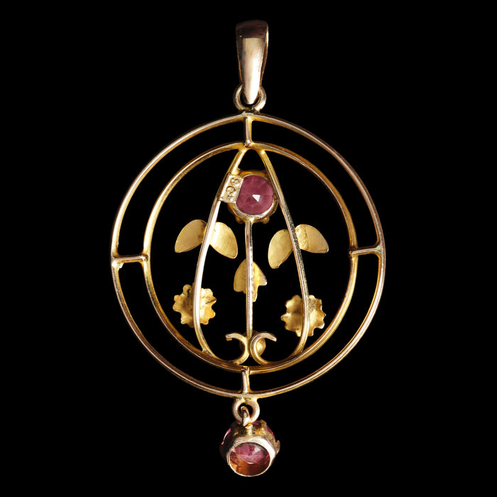 Antique Edwardian amethyst pendant with 9CT hallmark – back view