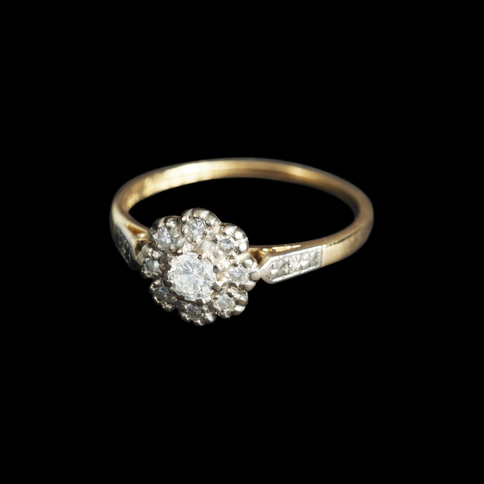 Early 1960s Vintage 18ct Gold Diamond Daisy Cluster Ring, Size Q, 0.80ct