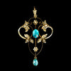 Edwardian 9ct Gold Aquamarine & Seed Pearl Lavaliere Pendant