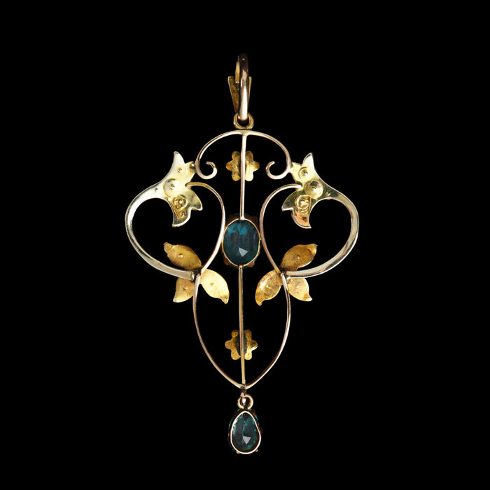 Buy Edwardian 9ct Gold Aquamarine & Seed Pearl Lavaliere Pendant