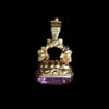 Victorian Amethyst Set 10ct and 14ct Yellow Gold Ornate Floral Scrollwork Fob Pendant ~12cts