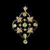 Edwardian 9ct Gold Peridot & Seed Pearl Floral Openwork Pendant