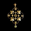 Buy Edwardian 9ct Gold Peridot & Seed Pearl Floral Openwork Pendant