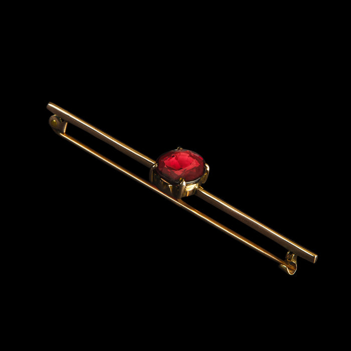 buy Victorian 9ct Yellow Gold Garnet Knife Edge Bar Brooch