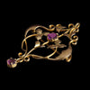 Edwardian 9ct Yellow Gold Amethyst Floral Openwork Brooch, Pendant online