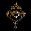 Edwardian 9ct Yellow Gold Amethyst Floral Openwork Brooch, Pendant London