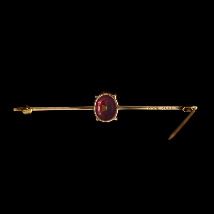 Victorian 9ct Yellow Gold Garnet Knife Edge Bar Brooch london