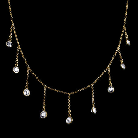 Edwardian 9ct Gold Pale Blue Topaz Spectacle-Set Necklace