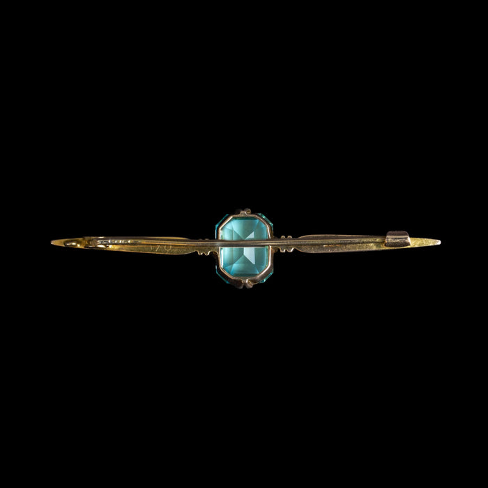 Buy Edwardian 9ct Yellow Gold Blue Topaz Bar Brooch