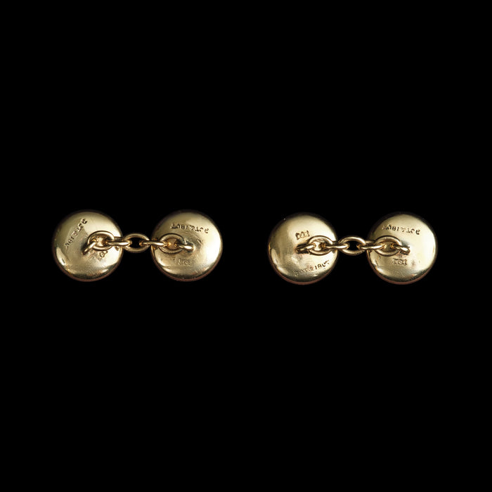 Art Deco 18ct & 9ct Gold Guilloché Enamel and Seed Pearl Cufflinks