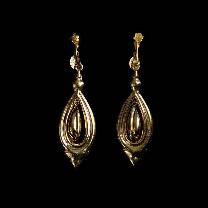 Buy Victorian 9ct Yellow Gold Teardrop Drop Earrings, for Non-Pierced Ears