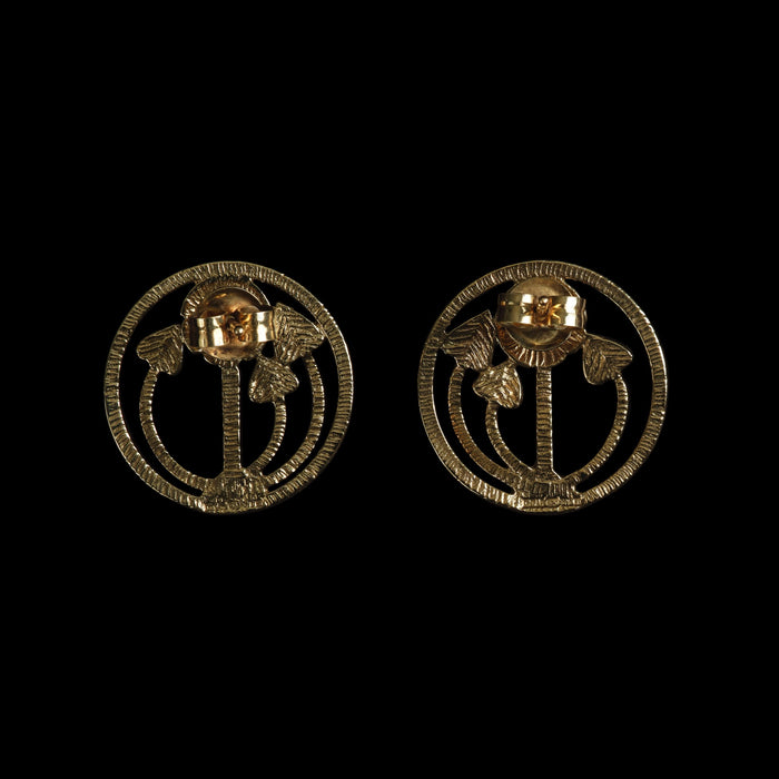 Late 20th Century 9ct Yellow Gold Charles Rennie Mackintosh Rose Earrings prie