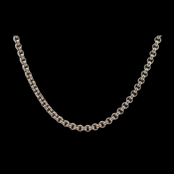 Vintage 990 silver twin belcher chain necklace full view 42cm 30g unisex
