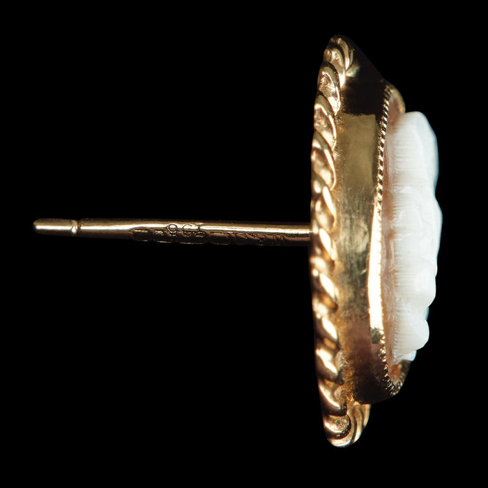 Edwardian 9ct Yellow Gold Shell Cameo Earrings
