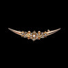 Antique Victorian 15ct gold split pearl crescent brooch with central flowerhead motif, circa 1880. Front