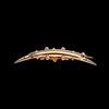 Antique Victorian 15ct gold split pearl crescent brooch with central flowerhead motif, circa 1880. Reverse