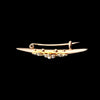 Antique Victorian 15ct gold split pearl crescent brooch with central flowerhead motif, circa 1880. Side