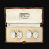 Pair of Victorian engraved cufflinks complete set in presentation case front view