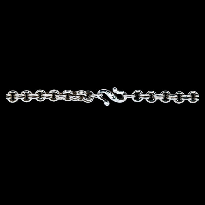 Close-up of 990 silver hallmark on Sheppard’s crook clasp