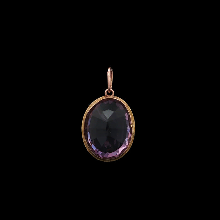 Edwardian amethyst pendant in fine 15ct gold claw setting, reverse view
