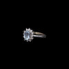 Side profile of aquamarine and diamond white gold ring