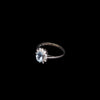 14ct white gold aquamarine and diamond cluster ring side and hallmark view