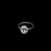 14ct white gold aquamarine and diamond cluster ring front with hallmark view