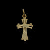 Vintage 9ct gold cross pendant with engraved detail, Birmingham hallmarked 375, minimalist gold charm, front